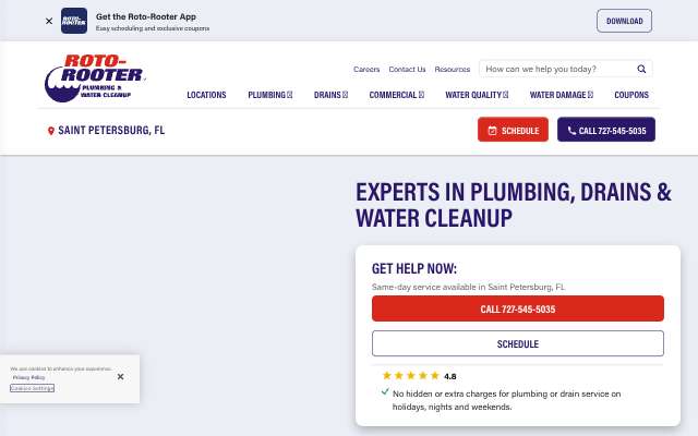 Page cited for Roto-Rooter Plumbing & Water Cleanup (St. Petersburg)