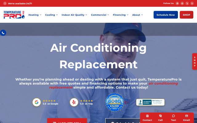 TemperaturePro Dallas's page as the assistant saw it