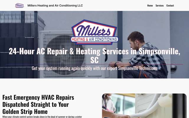 Millers Heating and Air Conditioning LLC's page as the assistant saw it