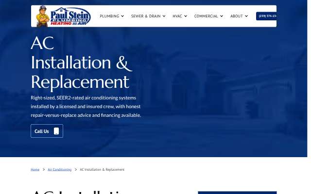 Paul Stein Plumbing, Inc.'s page as the assistant saw it