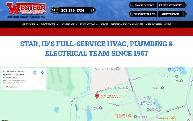 Western Heating & Air Conditioning's page as the assistant saw it
