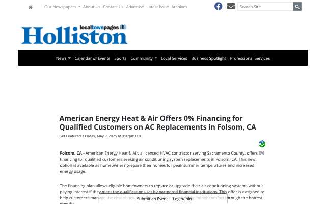 American Energy Heat & Air's page as the assistant saw it