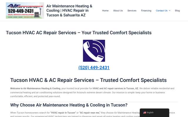 Air Maintenance Heating & Cooling's page as the assistant saw it