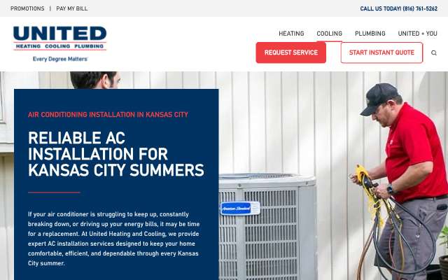 United Heating and Cooling's page as the assistant saw it