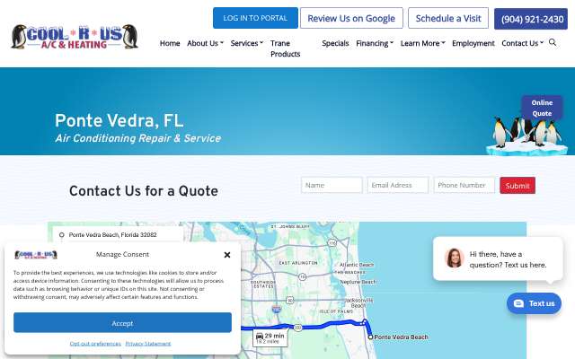 Cool R Us, Inc A/C & Heating's page as the assistant saw it