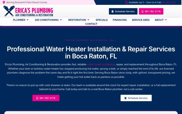 Page cited for Erica's Plumbing