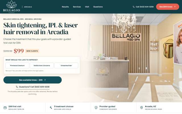 Bellagio Medical Spa's page as the assistant saw it