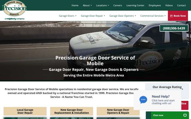 Precision Garage Door Service of Mobile's page as the assistant saw it