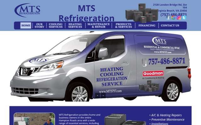 MTS Refrigeration's page as the assistant saw it
