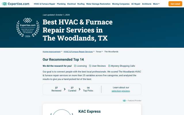 Douglas Mechanical Inc.'s page as the assistant saw it