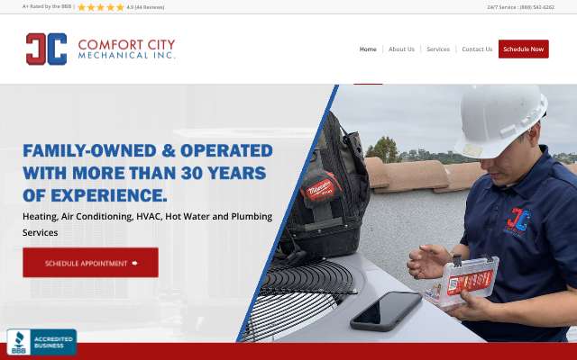 Comfort City Mechanical's page as the assistant saw it