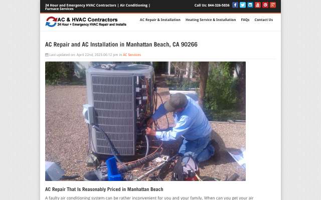 Clinton's Air Conditioning's page as the assistant saw it