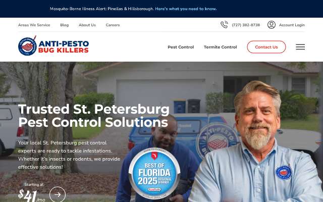Anti-Pesto Bug Killers's page as the assistant saw it