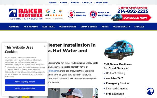 Baker Brothers Plumbing, Air & Electric (Arlington)'s page as the assistant saw it