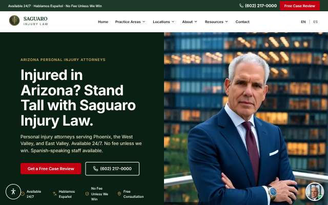 Saguaro Injury Law's page as the assistant saw it