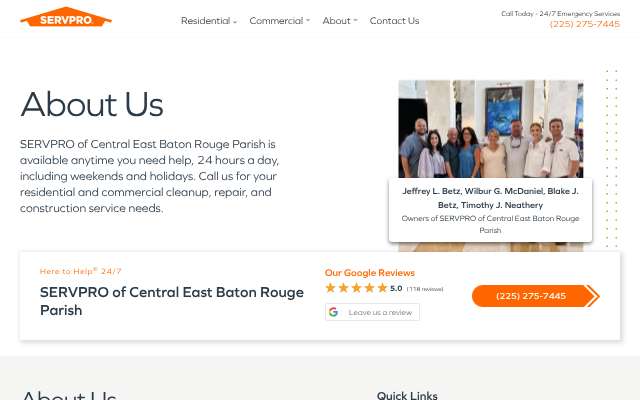 SERVPRO of Central East Baton Rouge Parish's page as the assistant saw it