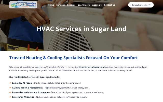 ACS Absolute Comfort's page as the assistant saw it