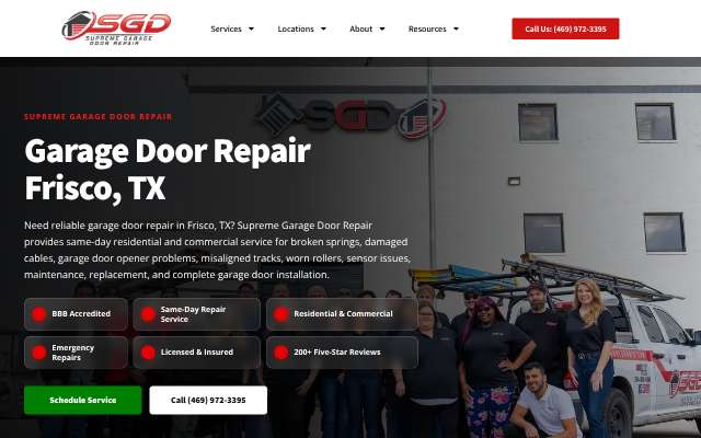 Supreme Garage Door TX's page as the assistant saw it