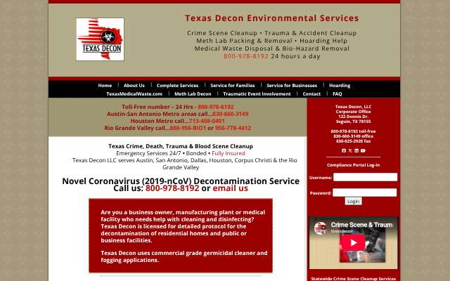 Texas Decon's page as the assistant saw it