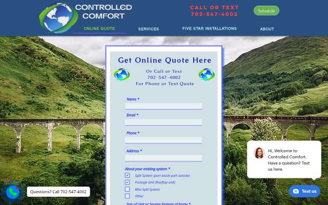 Controlled Comfort's page as the assistant saw it