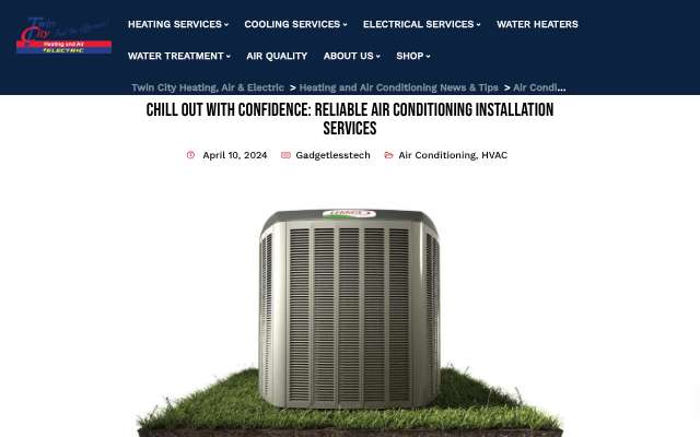 Twin City Heating, Air & Electric's page as the assistant saw it