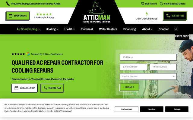 Atticman Heating and Air Conditioning, Insulation's page as the assistant saw it