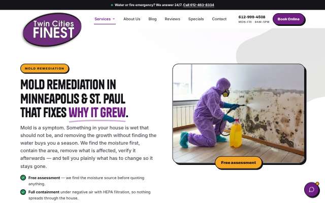 Twin Cities Finest Mold Remediation's page as the assistant saw it