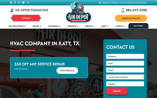 Air Depot Cooling & Heating's page as the assistant saw it
