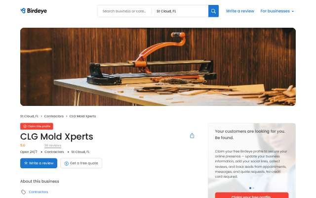 CLG Mold Xperts's page as the assistant saw it