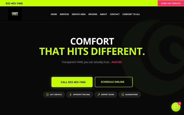 Crazy Comfort's page as the assistant saw it