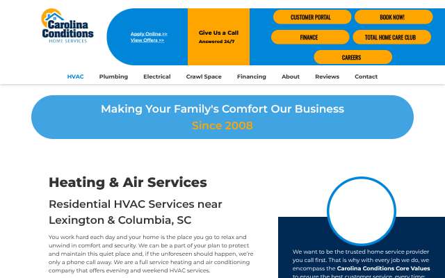 Carolina Conditions Home Services's page as the assistant saw it