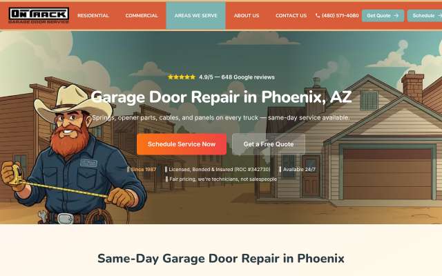 On Track Garage Door Services's page as the assistant saw it