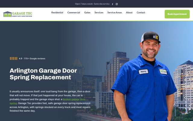 Garage Tec's page as the assistant saw it