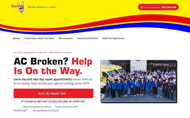 Conejo Services's page as the assistant saw it