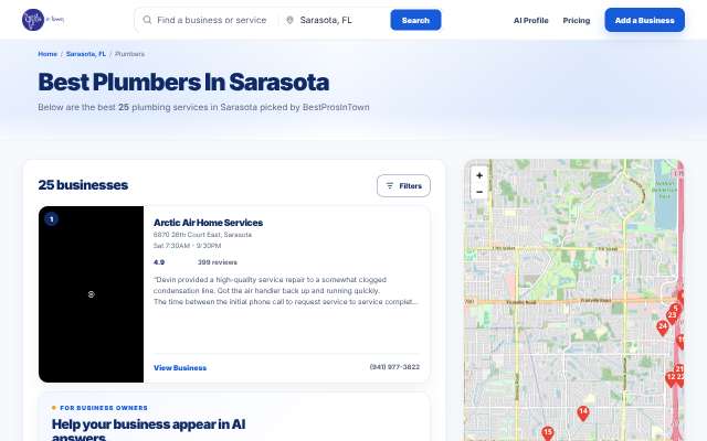Premier Plumbers's page as the assistant saw it