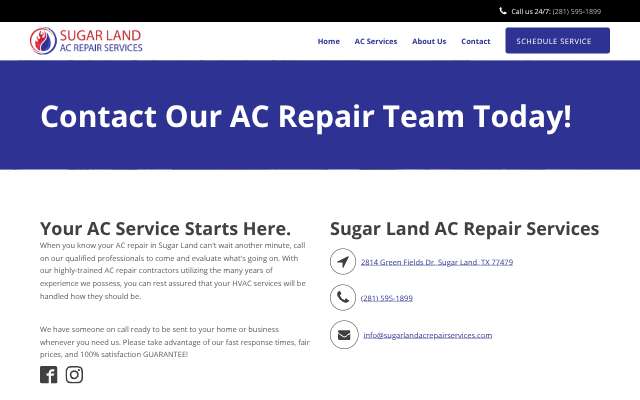 Sugar Land AC Repair Services's page as the assistant saw it