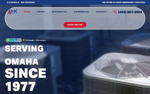 D & K Heating & Cooling's page as the assistant saw it