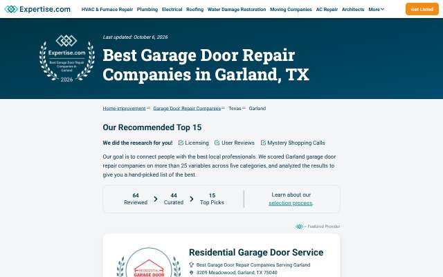 Residential Garage Door Service's page as the assistant saw it