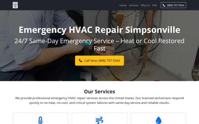 RMG HVAC (Simpsonville page)'s page as the assistant saw it