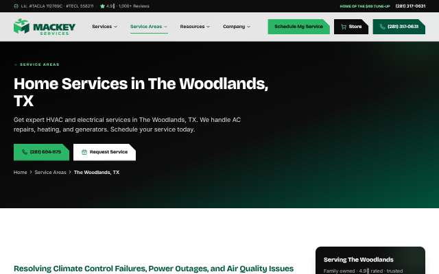Mackey Services's page as the assistant saw it