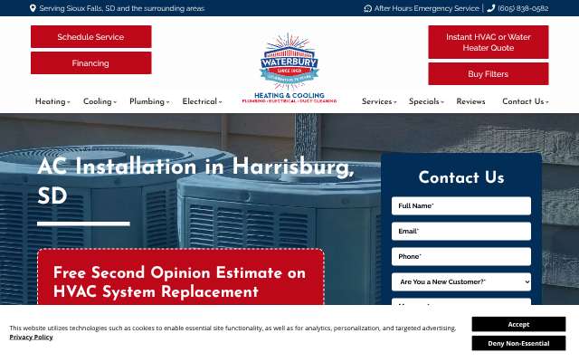Waterbury Heating & Cooling, Inc.'s page as the assistant saw it