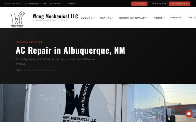 Wong Mechanical LLC's page as the assistant saw it
