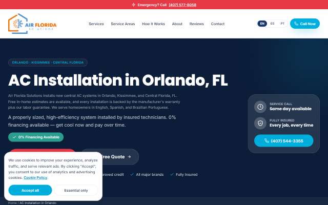 Air Florida Solutions's page as the assistant saw it