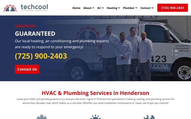 Techcool AC Repair and Plumber's page as the assistant saw it