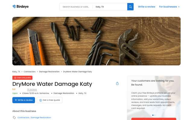 Page cited for DryMore Water Damage Katy