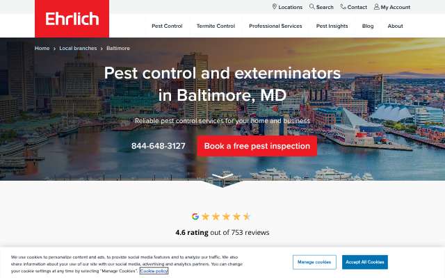 Page cited for Ehrlich Pest Control (Baltimore branch)