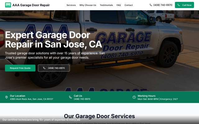 AAA Garage Door Repair's page as the assistant saw it