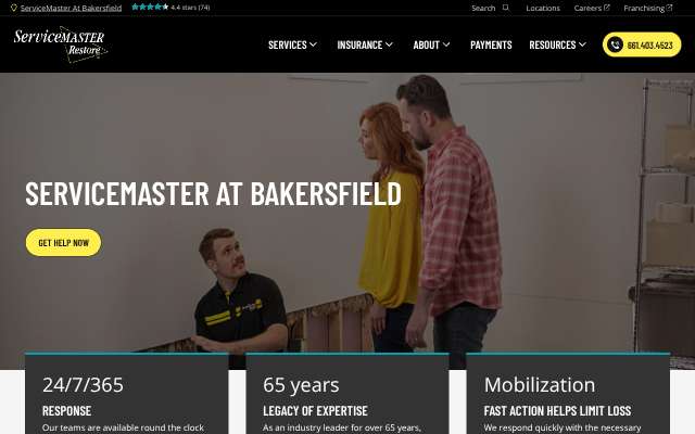 ServiceMaster at Bakersfield's page as the assistant saw it