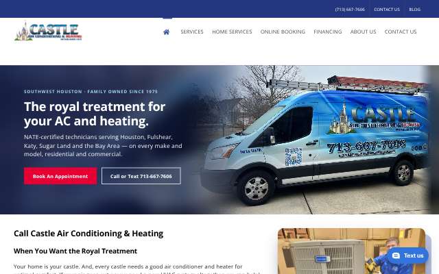 Castle Air Conditioning & Heating's page as the assistant saw it
