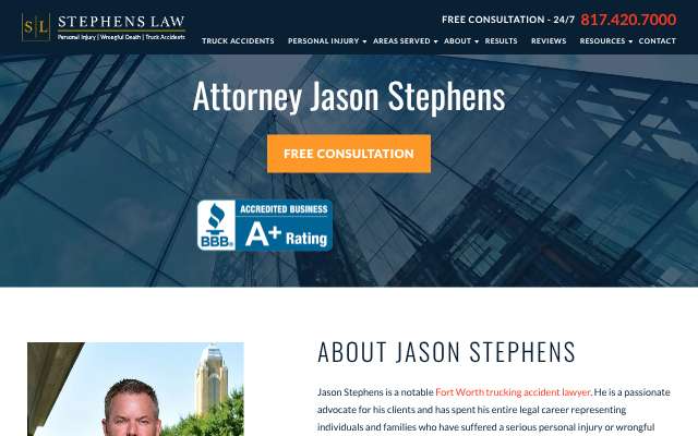 Jason Stephens (Stephens Law)'s page as the assistant saw it